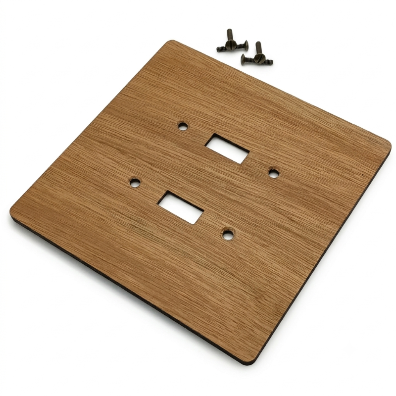 2-Gang Toggle Light Switch Cover - Hardwood, 6×6 inch 2 Decorative Hardwood Wall Plate