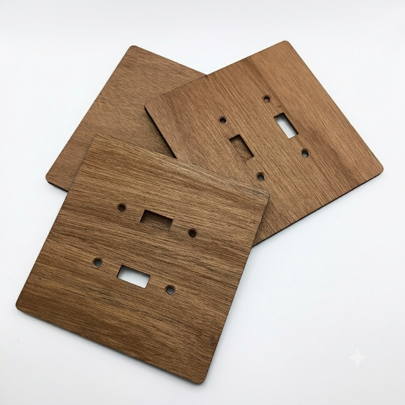 2-Gang Toggle Light Switch Cover - Hardwood, 6×6 inch 6 Decorative Hardwood Wall Plate