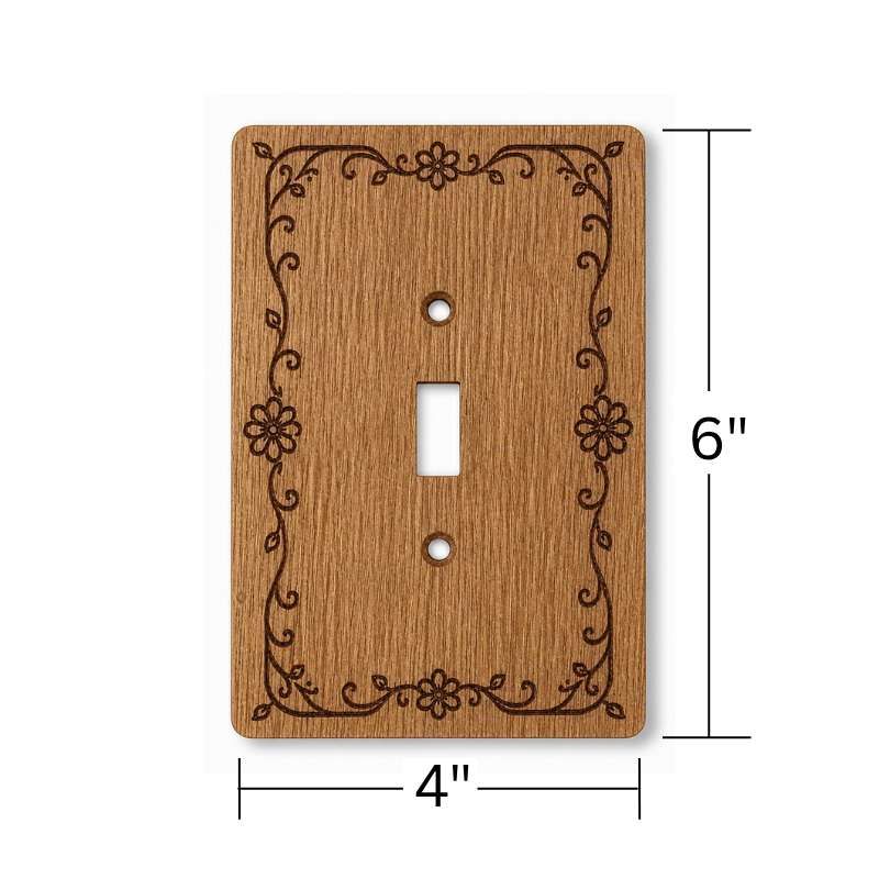 Farmhouse Wood Wall Plate | Floral Decorative Toggle Switch Cover | 4x6 inch 4 farmhouse wood wall plate