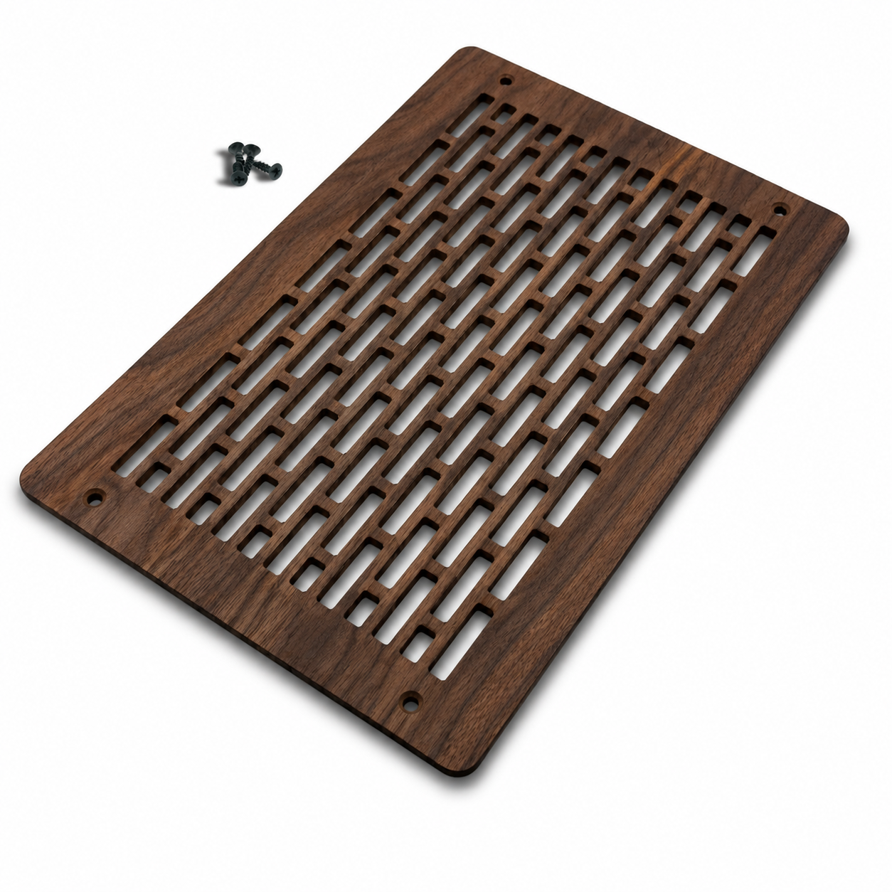 12x8 Air Vent Cover | Decorative Brick Pattern | Laminated Hardwood | Walnut Finish 2 Hardwood Air Vent Cover