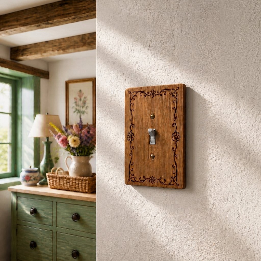Farmhouse Wood Wall Plate | Floral Decorative Toggle Switch Cover | 4x6 inch 5 farmhouse wood wall plate