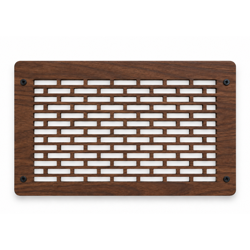 12x8 Air Vent Cover | Decorative Brick Pattern | Laminated Hardwood | Walnut Finish 1 Hardwood Air Vent Cover